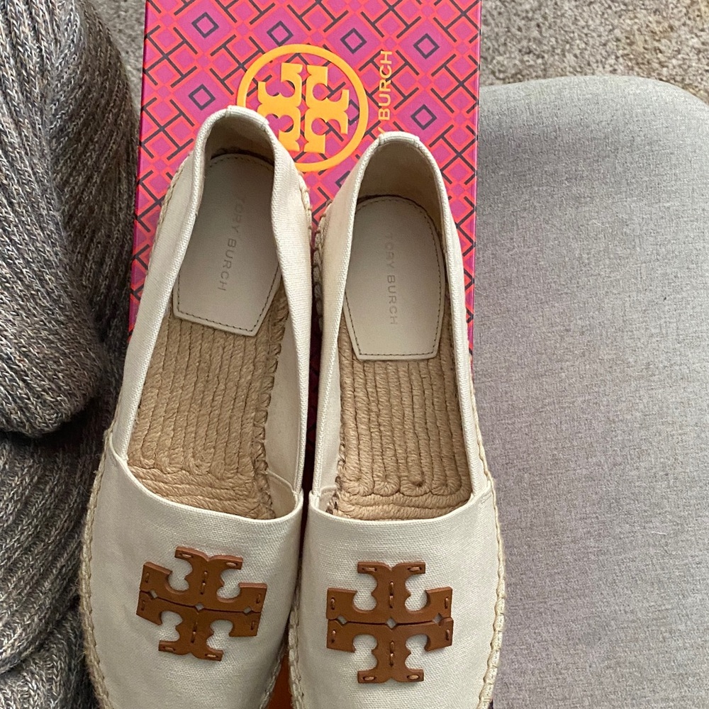 Tory Burch Beige and Brown Espadrilles